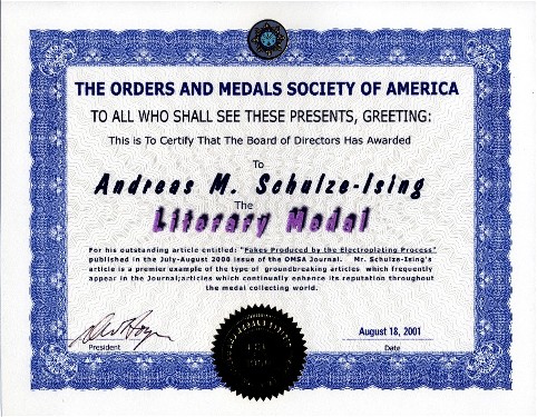 OMSA Literary Medal 2001